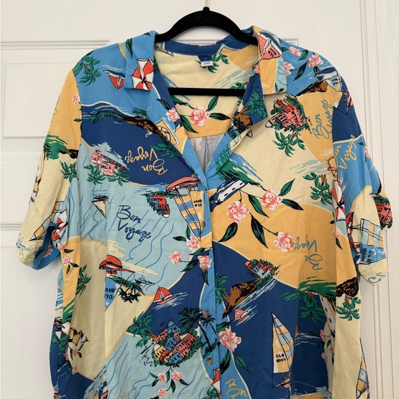 Old Navy Floral Shirt and Shorts Set - Blue, Yellow, Red - Picture 2 of 6